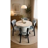 Modern Style Home Luna Doğal Ahşap Görünümlü Yemek Masası Takımı Modern Tasarım - Mutfak Masası - Mavi - 90X90