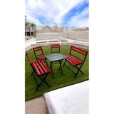 Modern Style Home Modern 2-2-1-1 Balkon Bahçe Mutfak Bistro Set Katlanır Masa-Sandalye 6 Kişilik - Kırmızı