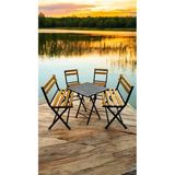 Modern Style Home Modern 2-2-1-1 Balkon Bahçe Mutfak Bistro Set Katlanır Masa-Sandalye 6 Kişilik - Sarı