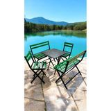 Modern Style Home Modern 2-2-1-1 Balkon Bahçe Mutfak Bistro Set Katlanır Masa-Sandalye 6 Kişilik - Yeşil