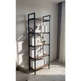 Modern Style Home Modern 5 Raflı Kitaplık Geniş Metal Kitaplık Dosya Rafı Ofis Salon Raf Ceviz - Ahşap - Ceviz