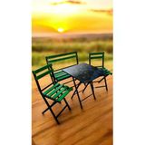 Modern Style Home Modern Balkon Bahçe Mutfak Bistro Set Katlanır Masa-Sandalye Yeşil