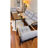 Modern Style Home Modern Sarıyer Balkon, Bahçe, Cafe - Metal Kanepe Koltuk Takımı - 3+1+1+masa açıkgri