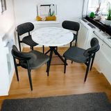 Modern Style Home Yeliz Mutfak Masa Takımı 4 Kişilik Beyaz Mermer Desenli