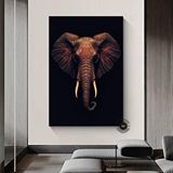 Modern tablo Afrika Fil Kolajı, Afrika Kabile Tarzı Fil Temalı Kanvas Tablo