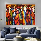 Modern tablo Afrikalı Kadın Renkli Soyut Poster / Kanvas Duvar Dekoru / Asılmaya Hazır