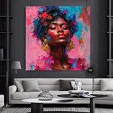 Modern tablo Afro-amerikan Pop Art Kadın Kanvas Tablosu, Renkli Soyut Sanat, Pop Art Kanvas Baskı