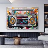 Modern tablo Amerikan Boombox Graffiti – Hip Hop Sokak Sanatı, Asmaya Hazır