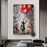 Modern tablo Balon Kız Pop Art Kanvas Baskısı; Banksy Sanatı; Balon Kız Grafiti; Sokak Grafiti Duvar Sanatı; Bank