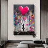 Modern tablo Balon Kız Pop Art Kanvas Baskısı, Banksy Sanatı, Balon Kız Grafiti, Sokak Grafiti Duvar Sanatı