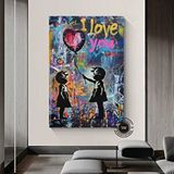 Modern tablo Banksy Balonlu Kız Pop Art Kanvası, Graffiti Tarzı Duvar Dekoru