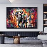 Modern tablo Banksy Tarzı Fil Kanvas Sanatı; Pop Art Fil; Grafiti Fil Dekoru