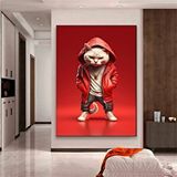 Modern tablo Boksör Kedi Kanvası, Mizahi Pop Art Kedi Posteri, Çocuk Odası İçin Kedi Duvar Dekoru