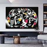 Modern tablo Çağdaş Sanat Kanvası – Soyut İnsan Figürleri; Renkli Yüz Kanvası; İnsan Portresi Poster; Modern Duva