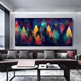 Modern tablo Çok Büyük Modern Ağaç Kanvası, Renkli Soyut Duvar Tablosu, Kırmızı Maya Mavi Turuncu Renklerde