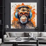 Modern tablo Dj Maymun Kanvas; Pop Art Eğlenceli