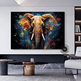 Modern tablo Fil Desenli Kanvas Sanatı; Büyük Pop Art Duvar Sanatı; Renkli Fil Kanvas Tablosu; Pop Art Kanvas Bas