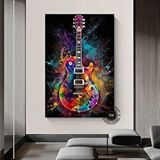 Modern tablo Gitar Kanvas; Gitar Duvar Dekor; Renkli Poster