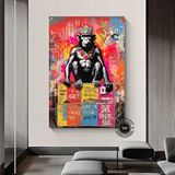 Modern tablo Graffiti Kanvas Sanatı Baskısı; Büyük Pop Art Duvar Sanatı; Maymun Kanvası; Grafiti Baskı; Pop Art T