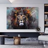 Modern tablo Grafiti Aslan Kanvas Baskı Sanatı, Renkli Kanvas Resimler, Ev Duvar Dekoru, Kral Aslan Duvar Sanatı