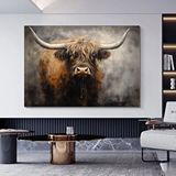 Modern tablo Güzel İskoç Highland İneği Yüzü Duvar Sanatı, İneği, Sığır Duvar Dekoru, Hayvan Duvar Sanatı