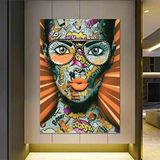 Modern tablo Kadın Pop Art Graffiti Kanvası, Renkli Duvar Dekoru, Banksy Tarzı Kadın Kanvas