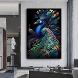 Modern tablo Kanvas Sanat Eseri Ekstra Büyük Tavuskuşu Tablosu, Duvar Sanatı, Hayvan Posteri, Hayvan Kanvas