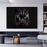 Modern tablo Kara Panter Posteri, Siyah Ve Altın Renkli Soyut Panter Kanvası, Büyük Dijital Baskı