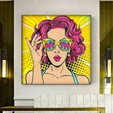Modern tablo Pop Art Duvar Sanatı, Çizgi Roman Pop Art, Kadın Wow, Şaşkın Komik Stil, Kanvas Baskı Dekoru