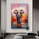 Modern tablo Renkli Fil Kanvas Baskısı; Pop Art Duvar Sanatı; Suluboya Fil Posteri; Yatak Üstü Dekor