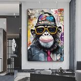 Modern tablo Renkli Maymun Baskısı; Soyut Sanat; Renkli Kanvas Resimler; Graffiti Sanatı Kanvası; Maymun Kanvas D