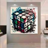 Modern tablo Rubik Küpü Kanvas Sanatı | Zeka Oyunu | Pop Art Baskı