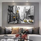 Modern tablo Sarı Taksi Soyut Manzara Posteri; Kanvas Baskı; Yağlı Boya; New York Ve Paris Şehir Manzaralı; Oturm