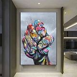 Modern tablo Sokak Graffiti Sanatı; Ellerini Tutan Aşıklar Kanvas Tablosu; Poster Baskıları; Duvar Sanatı; Ev Dek