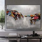 Modern tablo Sokak Sanatı Duvar Dekoru, Renkli Graffiti Pop Art, Banksy Tarzı Aşk Temalı Kanvas