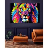 Modern tablo Soyut Aslan Kanvas Tablosu, Renkli Aslan Kanvası, Pop Art Aslan Kanvas Tablosu, Ekstra Büyük Kanvas