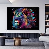 Modern tablo Soyut Kanvas Aslan Tablosu; Renkli Aslan Tablosu Poster Baskısı; Oturma Odası Duvar Sanatı