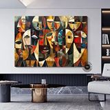 Modern tablo Soyut Yüzler Kübist Kanvas Baskı, Picasso Tarzı Afrikalı Yüz Poster, Etnik Duvar Dekoru