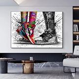 Modern tablo Spor Ayakkabılı Çift Kanvas Duvar Sanatı; Aşk Çifti Grafiti Poster Baskı; Grafiti Dekor; (kanvas Asm