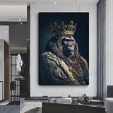 Modern tablo Taçlı King Kong Gorili Kanvas Tablosu; Maymun Duvar Sanatı; Poster Hediye; Ev Dekoru