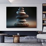 Modern tablo Taş Denge Kanvas Tablosu; Zen Esintili Duvar Sanatı; Meditasyon Kanvas