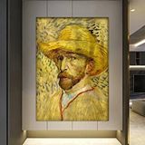 Modern tablo Van Gogh Kanvas Duvar Sanatı – Gri Saman Şapkalı Otoportre; Sergi Resmi; Van Gogh Posteri; Van Gogh