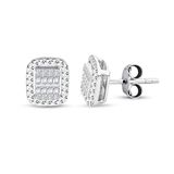 Modern Tasarım 0.22 Ct Baget Kare Tektaş Küpe