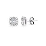 Modern Tasarım 0.24 Ct Baget Kare Tektaş Küpe