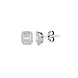 Modern Tasarım 0.28 Ct Baget Kare Tektaş Küpe