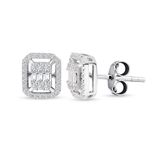 Modern Tasarım 0.55 Ct Baget Kare Tektaş Küpe