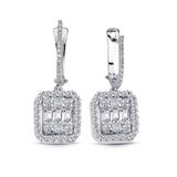 Modern Tasarım 0.87 Ct Baget Kare Tektaş Küpe