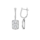 Modern Tasarım 1.22 Ct Baget Kare Tektaş Küpe