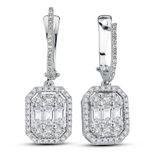 Modern Tasarım 1.50 Ct Baget Kare Tektaş Küpe 18 K