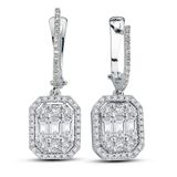 Modern Tasarım 1.50 Ct Baget Kare Tektaş Küpe